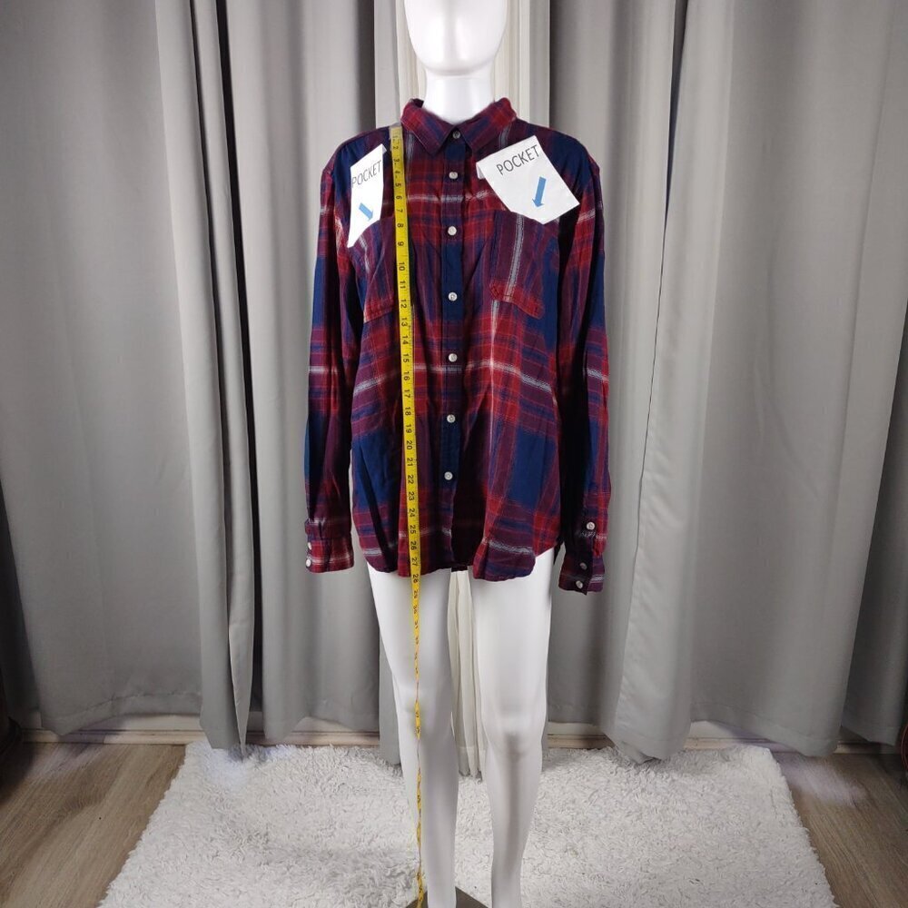 Mossimo Supply Co Blue Red Plaid Cotton Blend Flannel Button Down Shirt Size XXL - Picture 6 of 13